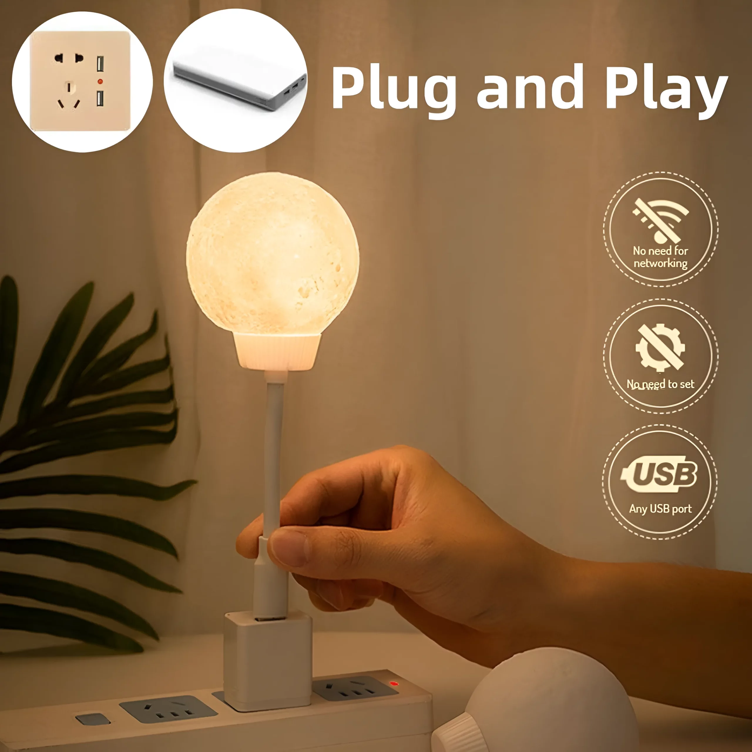 Moon Light Voice Controlled LED Lamp Moon Light Voice Controlled LED Lamp