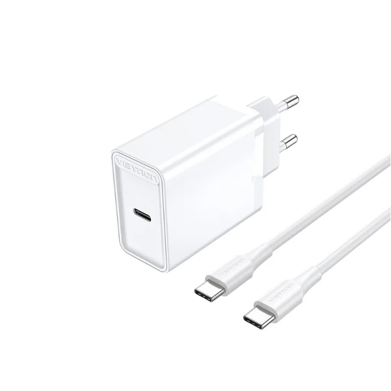 Vention FAHWF-EU 1-port 25W USB-C Wall Charger with USB-C Cable EU-Plug Vention FAHWF-EU 1-port 25W USB-C Wall Charger with USB-C Cable EU-Plug