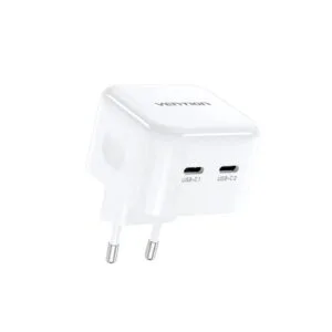 Vention FBPW0-EU 2-Port USB-C 35W GaN Charger - White