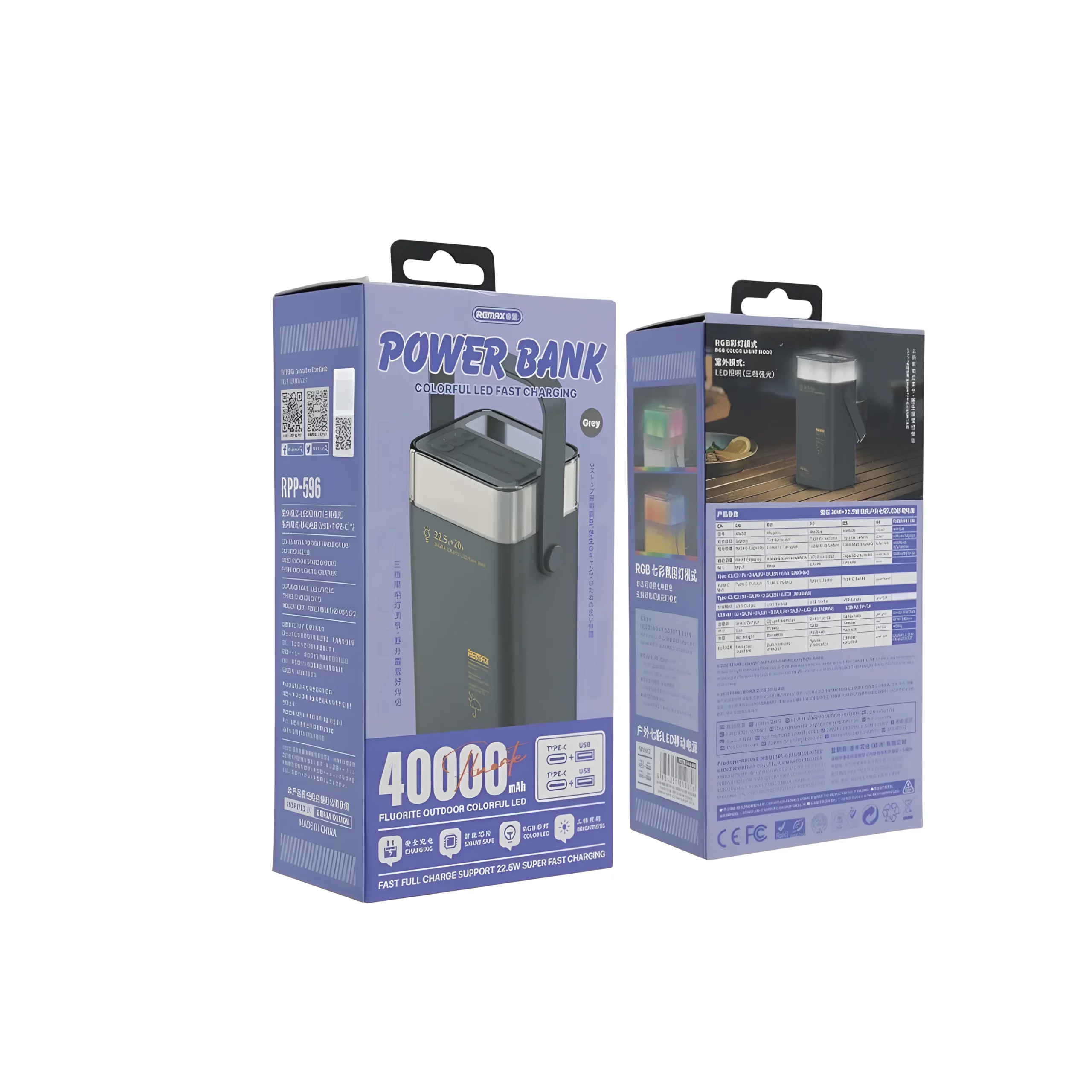 Remax RPP-596 Fluorite Series 40000mAh 22.5W Fast Charging Power Bank Remax RPP-596 Fluorite Series 40000mAh 22.5W Fast Charging Power Bank