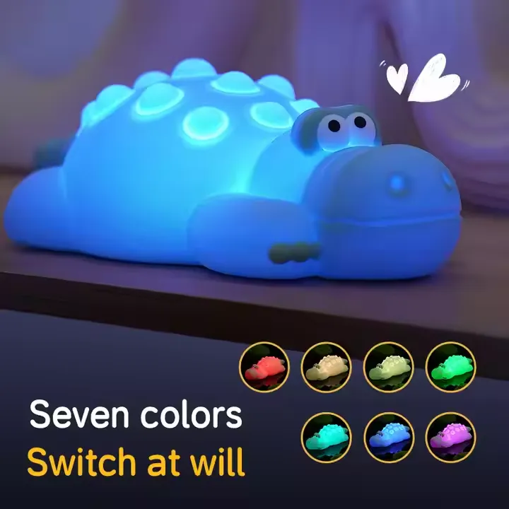 7 Color Crocodile Shape Silicone Night Light Toy for Kids 7 Color Crocodile Shape Silicone Night Light Toy for Kids