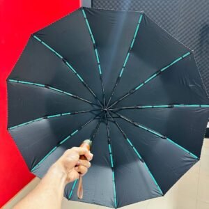 Premium 12-Ribs Automatic Open/Close Wooden colour Handle Umbrella
