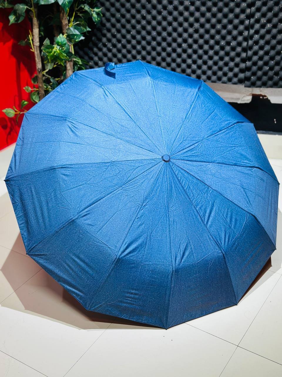 Premium 12-Ribs Automatic Umbrella With Flash Light - Blue Premium 12-Ribs Automatic Umbrella With Flash Light - Blue