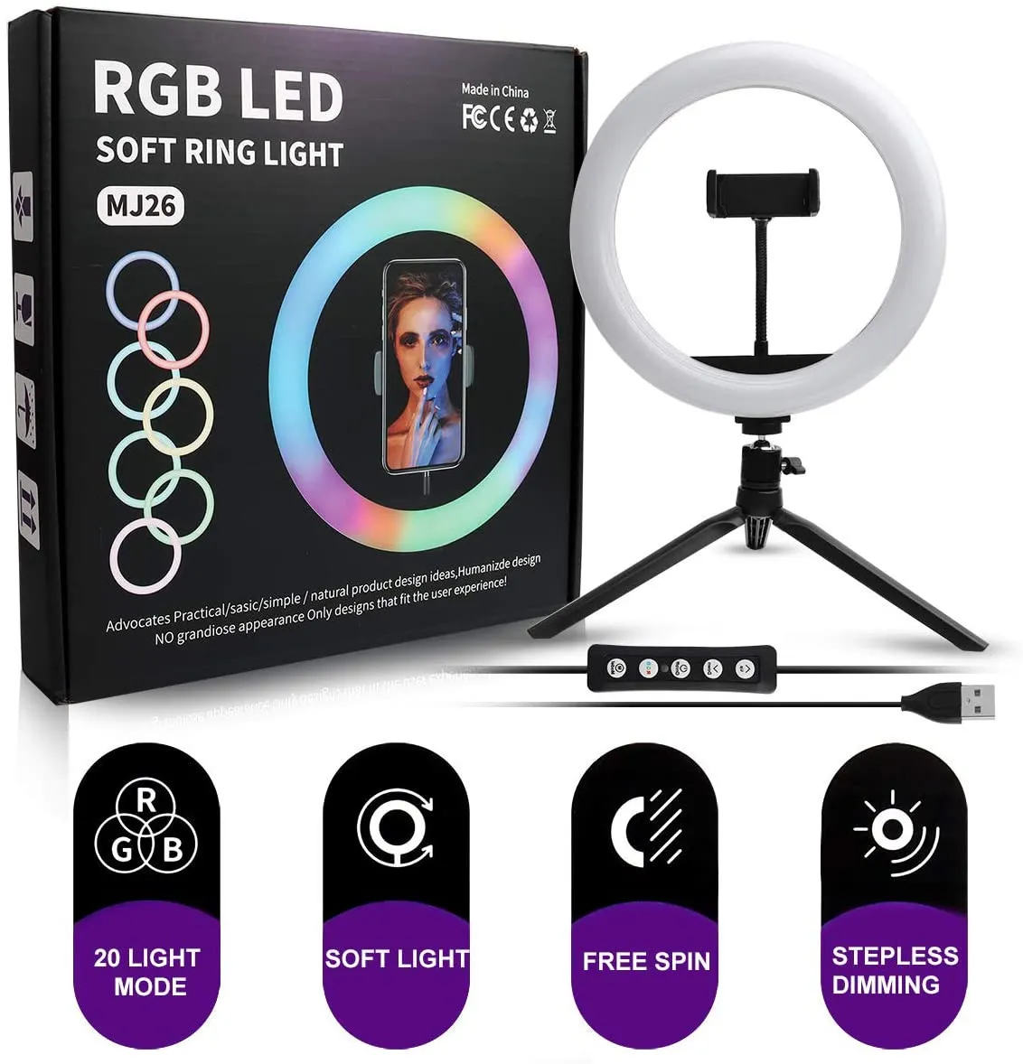 MJ26 RGB LED Soft Ring Light 10inch - (Only light) MJ26 RGB LED Soft Ring Light 10inch - (Only light)