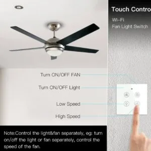 GearUP Wi-Fi Ceiling Fan Speed Controller & Light Switch — Smart TUYA / Smart Life App Control - (Without Remote)