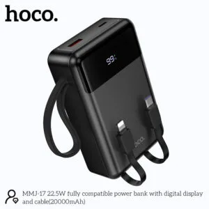 Hoco MMJ-17 22.5W Power Bank - 20000mAh Built-in Lightning & Type-C Cables