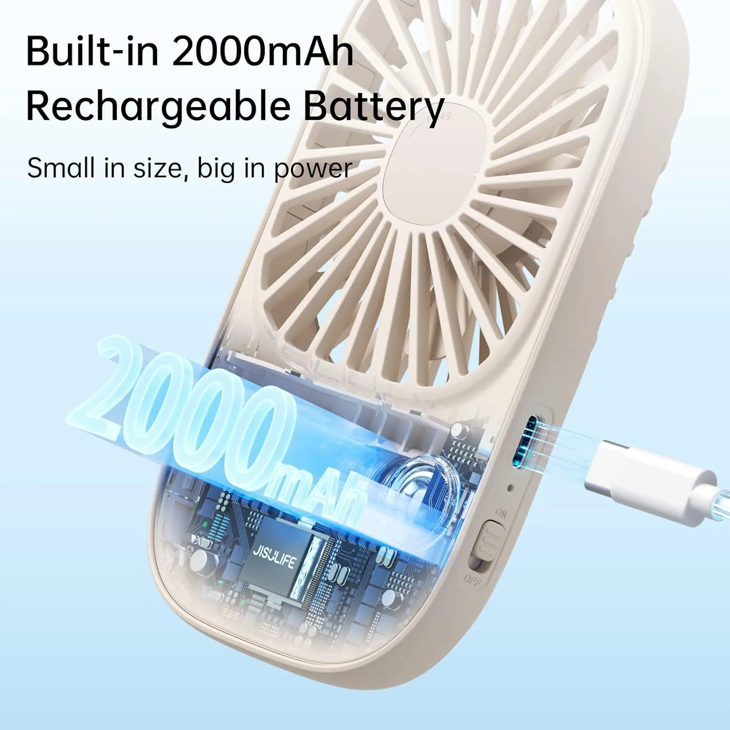 JISULIFE FA49 2000mAh USB Rechargeable Powerful Handheld Fan JISULIFE FA49 2000mAh USB Rechargeable Powerful Handheld Fan