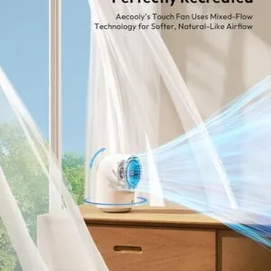 Aecooly Tb01 Touch Control Desk Fan, 100 Speeds Quiet Bedroom Digital Display 8000mAh