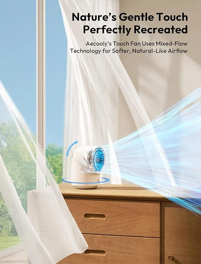 Aecooly Tb01 Touch Control Desk Fan, 100 Speeds Quiet Bedroom Digital Display 8000mAh Aecooly Tb01 Touch Control Desk Fan, 100 Speeds Quiet Bedroom Digital Display 8000mAh