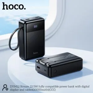 Hoco DYM12 22.5W Fully Compatible 20000mAh Power Bank with Built-in Cables
