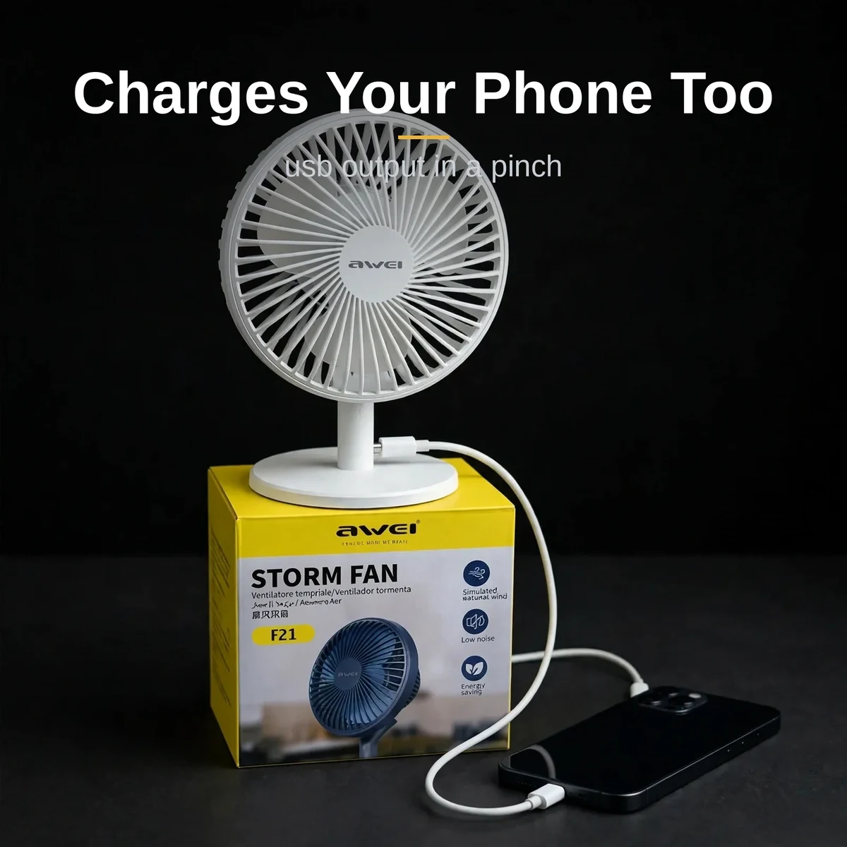 Awei F21 USB output doubling as a power bank for phones