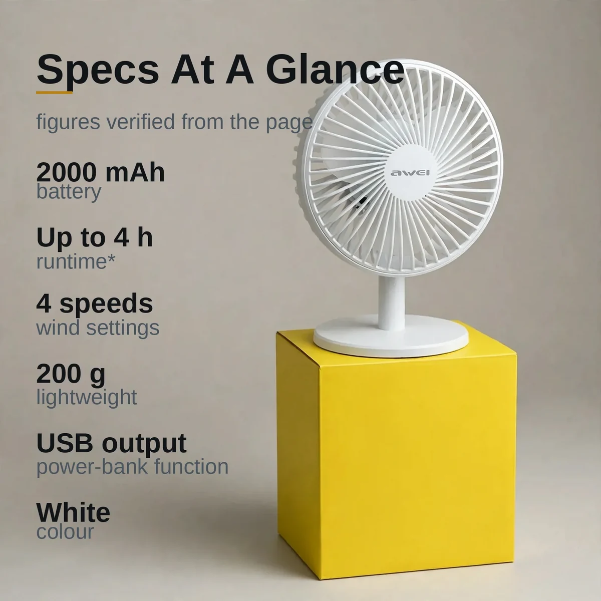 Awei F21 specifications summary card
