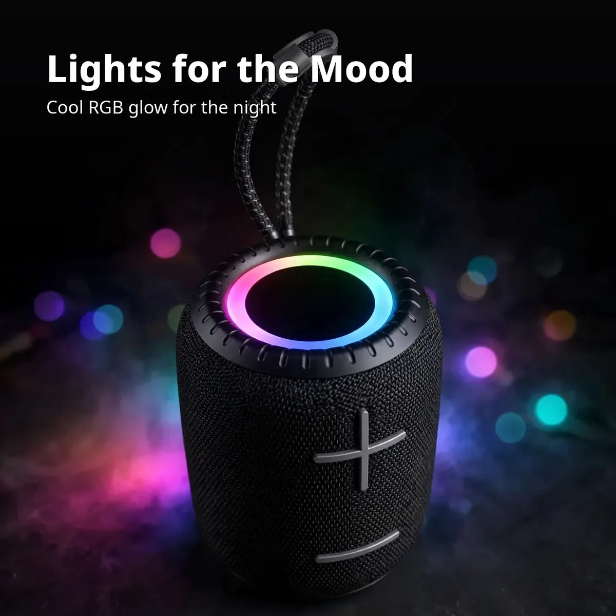 Awei Y526 RGB lights card showing the glowing color ring on top