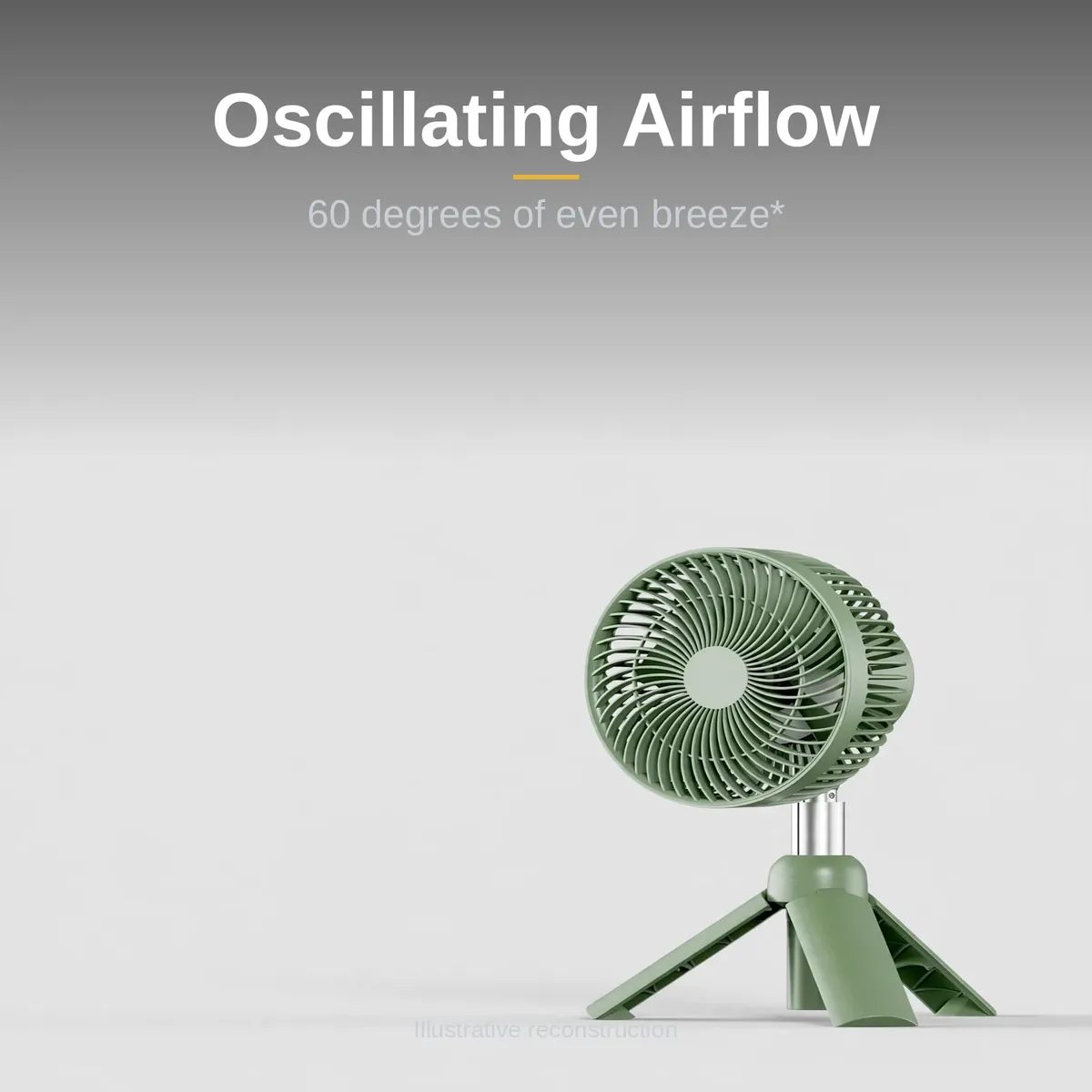 Xiaomi AISOLOVE F5 Pro oscillating airflow illustration, 60 degrees of even breeze