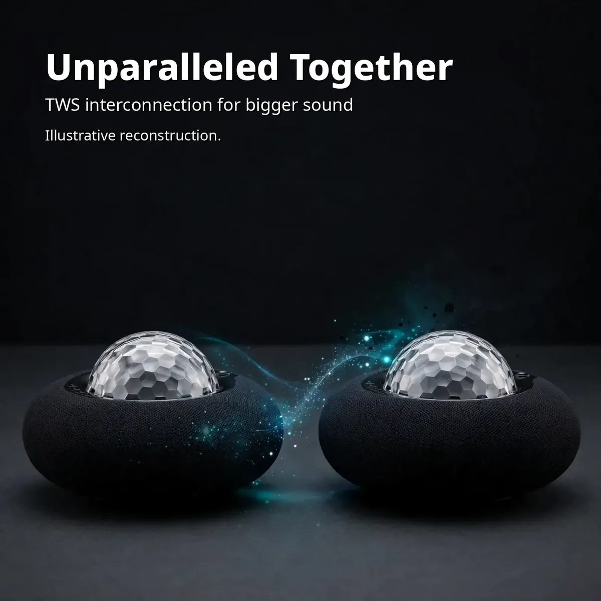 Two Joyroom JR-MS02 speakers illustrating TWS interconnection for bigger sound