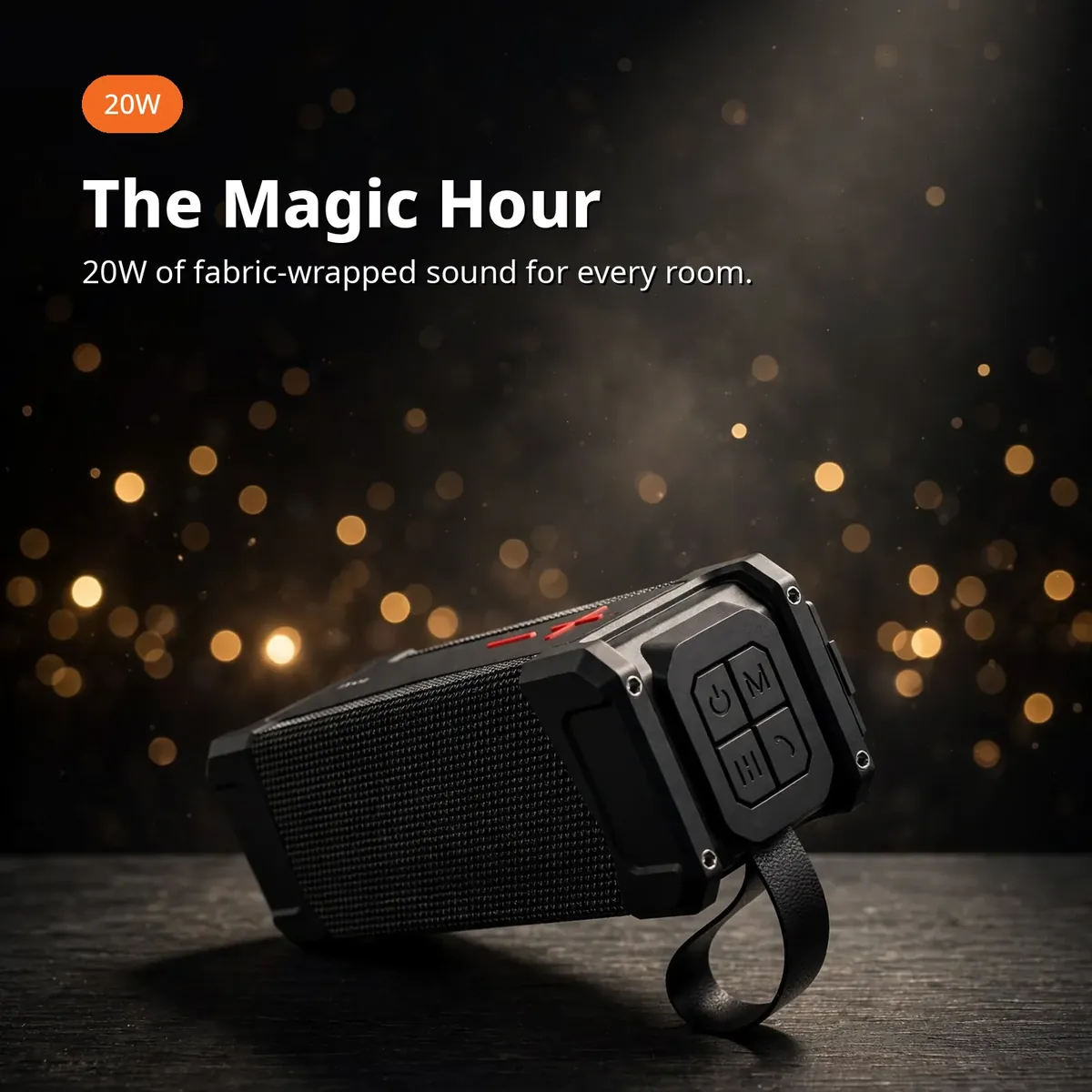 Hoco HC6 promo — The Magic Hour. 20W of fabric-wrapped sound for every room.