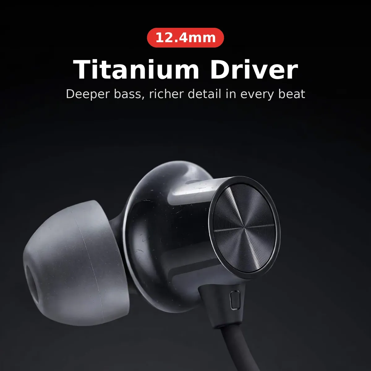 OnePlus Bullets Wireless Z2 ANC driver card — 12.4mm Titanium Driver. Deeper bass, richer detail in every beat.