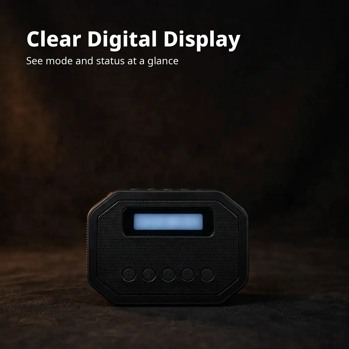 P3 karaoke speaker display card — Clear Digital Display. See mode and status at a glance.