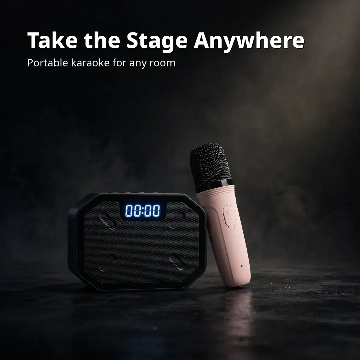 P3 karaoke speaker stage card — Take the Stage Anywhere. Portable karaoke for any room.