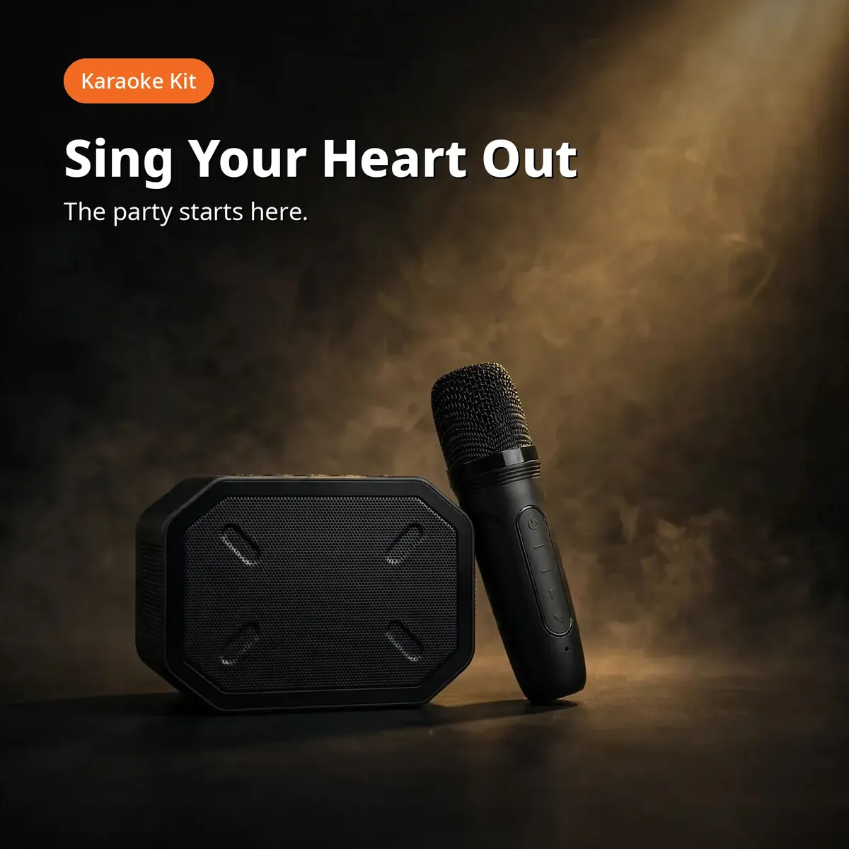 P3 karaoke speaker promo — Sing Your Heart Out. The party starts here. Karaoke Kit chip.