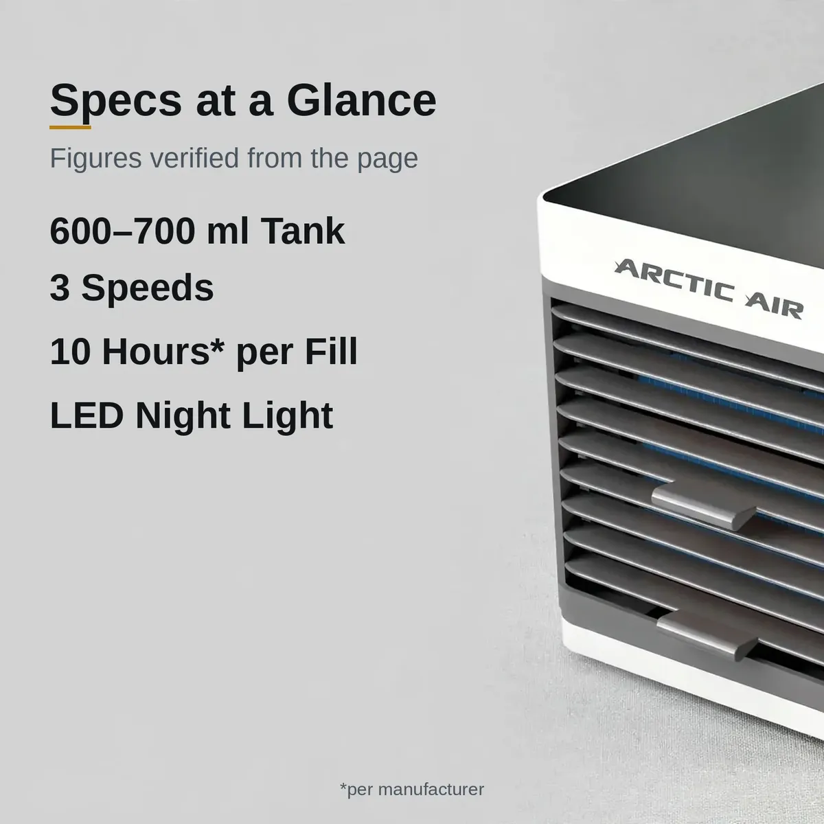 Arctic Air Ultra specifications summary