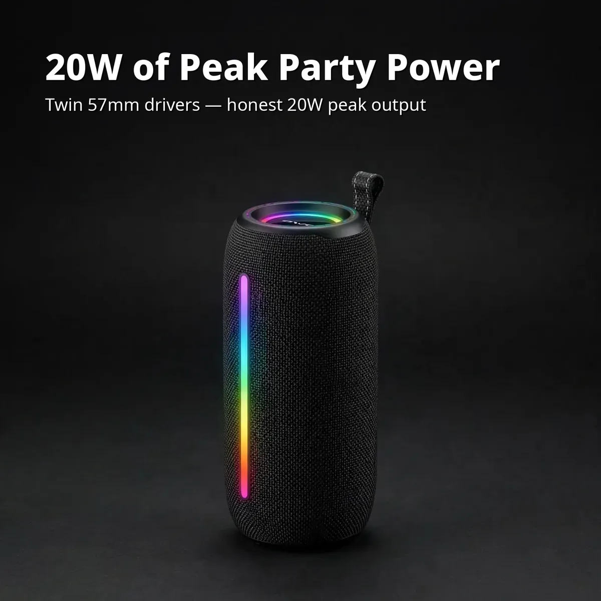 Awei Y788 20W of Peak Party Power card showing twin 57mm drivers