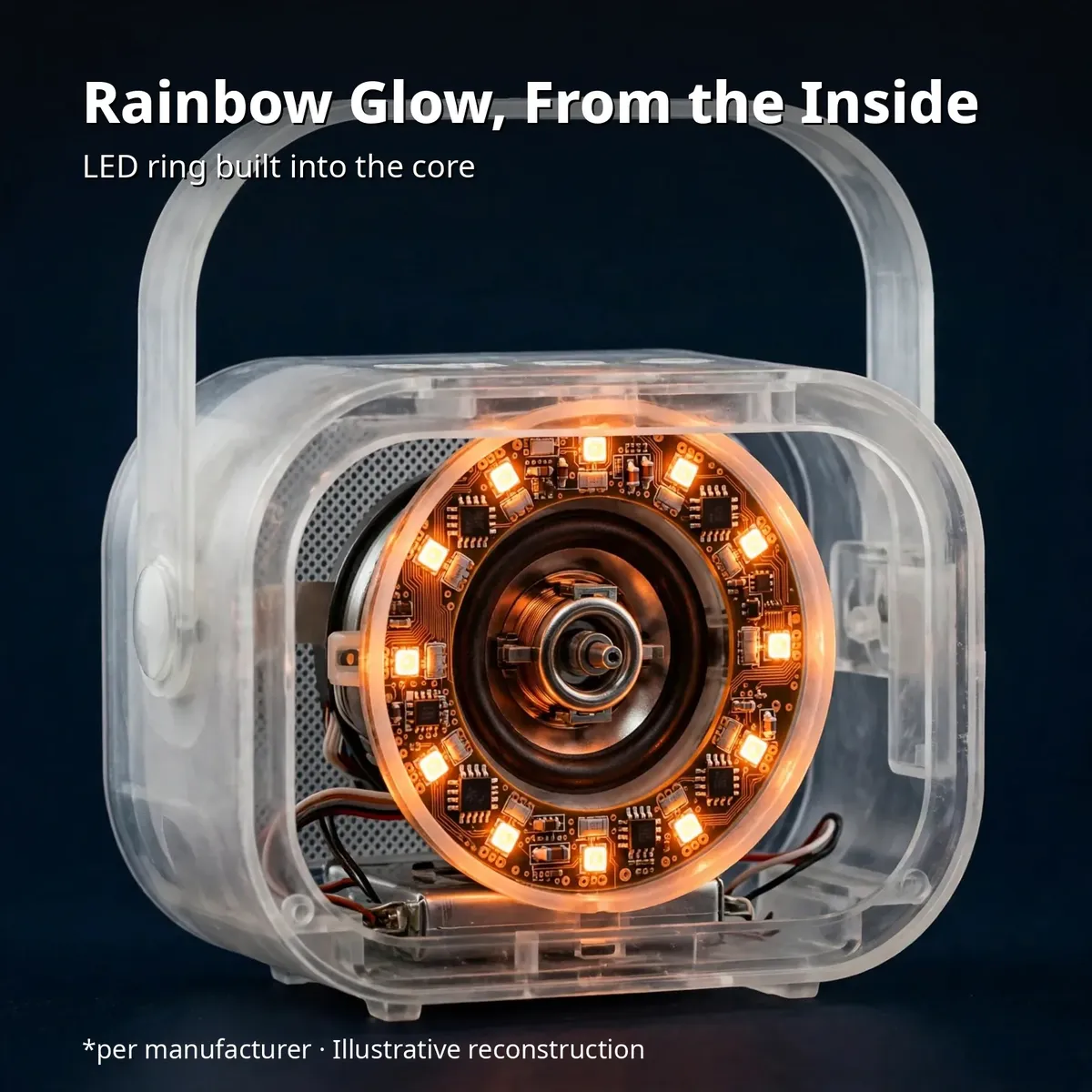 Philips TAS2808 rainbow LED ring built into the core shown in x-ray