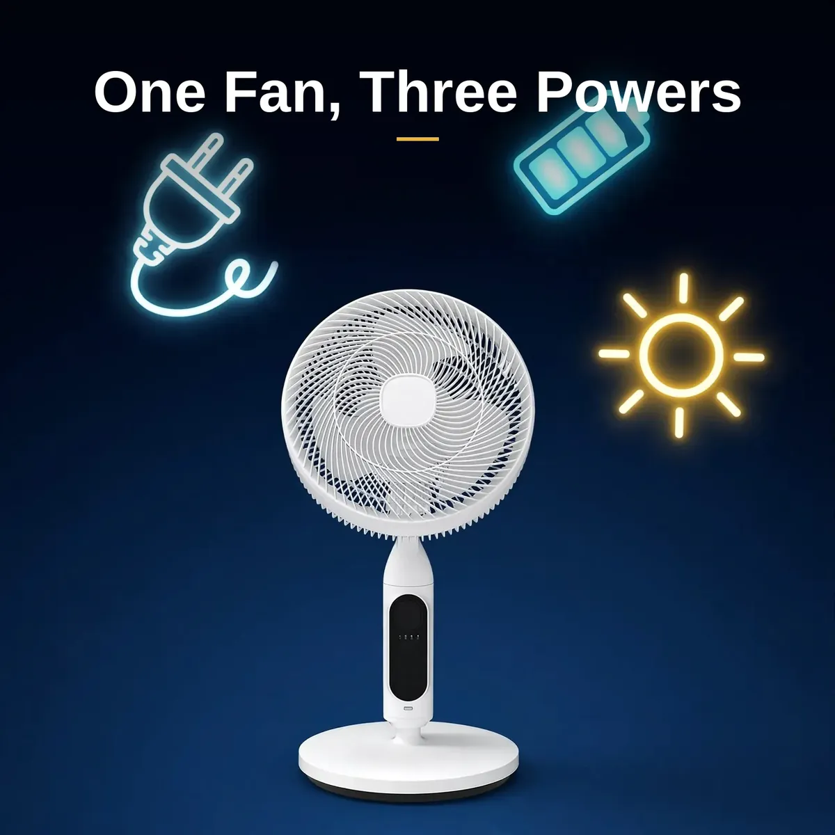 GearUP solar fan AC DC solar triple charging