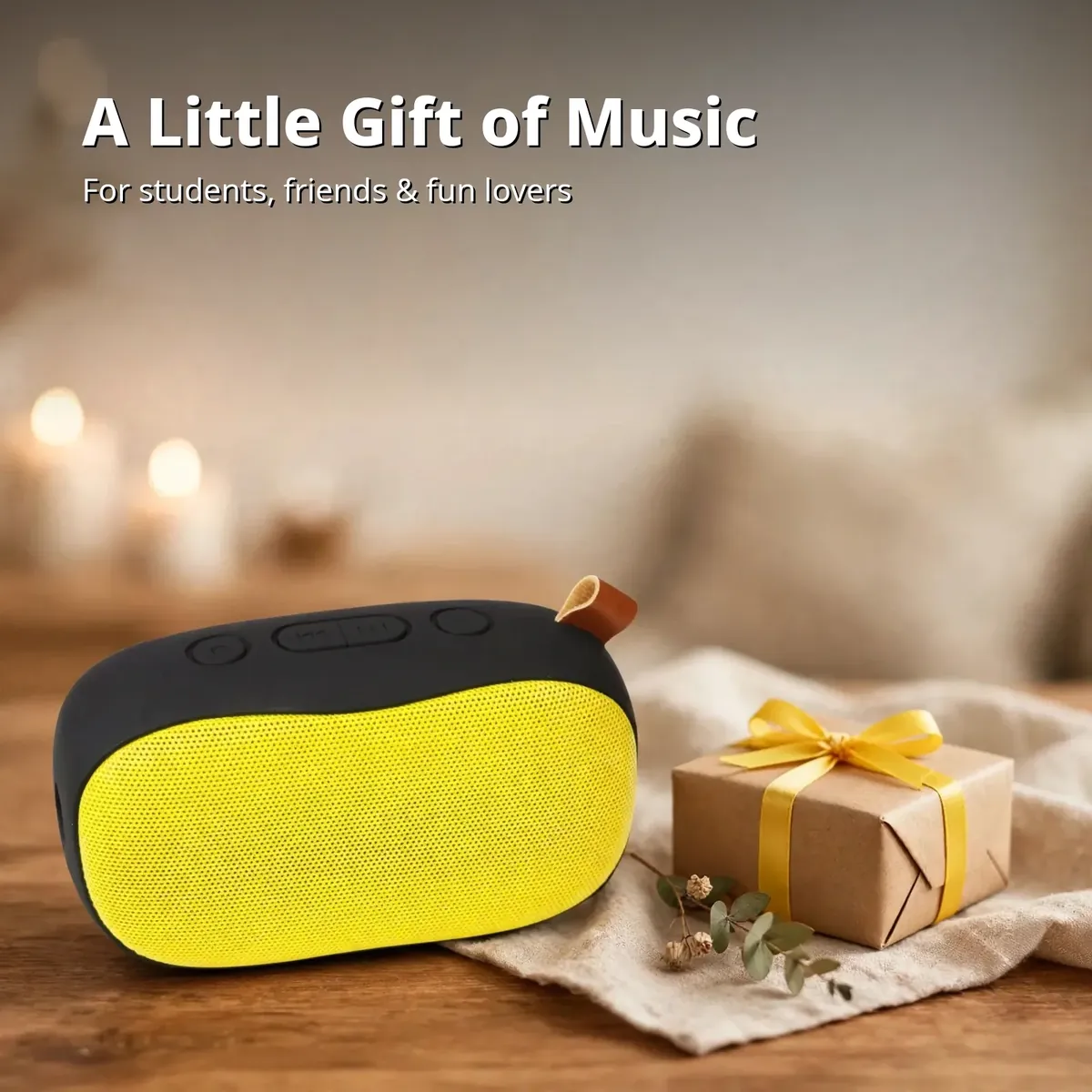 AWEI Y900 gift-style scene showing the speaker as a gift for students and friends