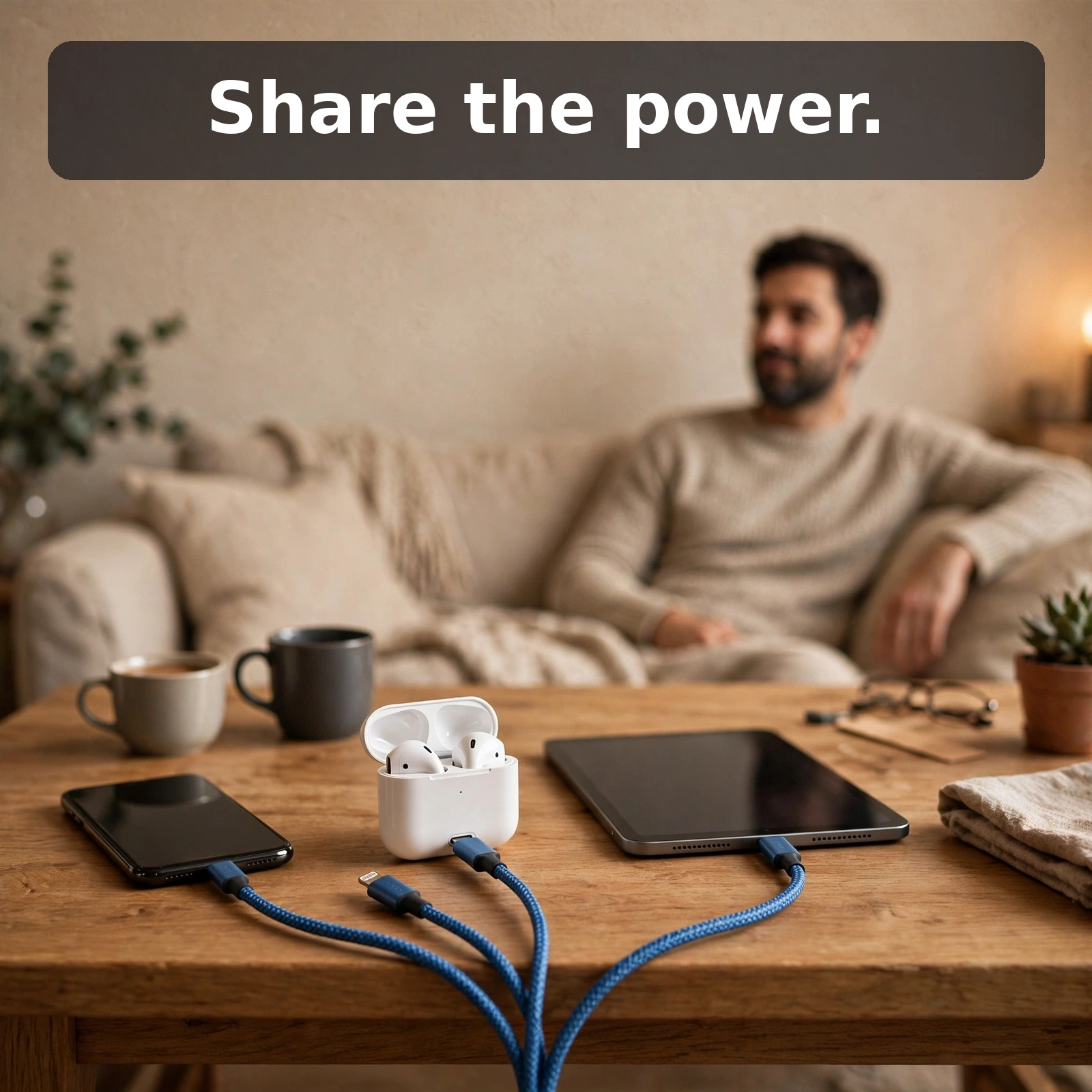 Baseus 3 in 1 100W fast charging cable dual input triple output