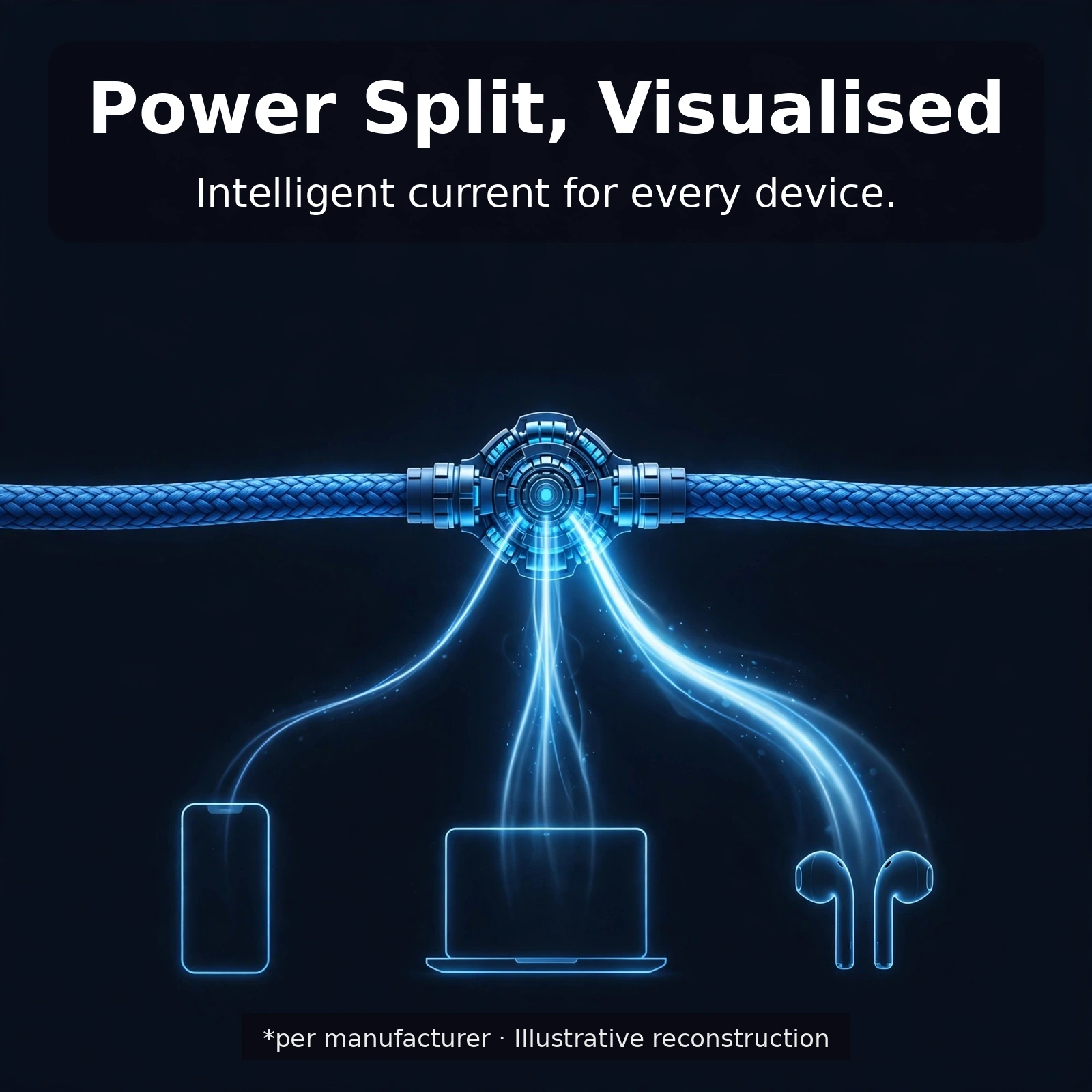 Baseus 3 in 1 100W fast charging cable showcase