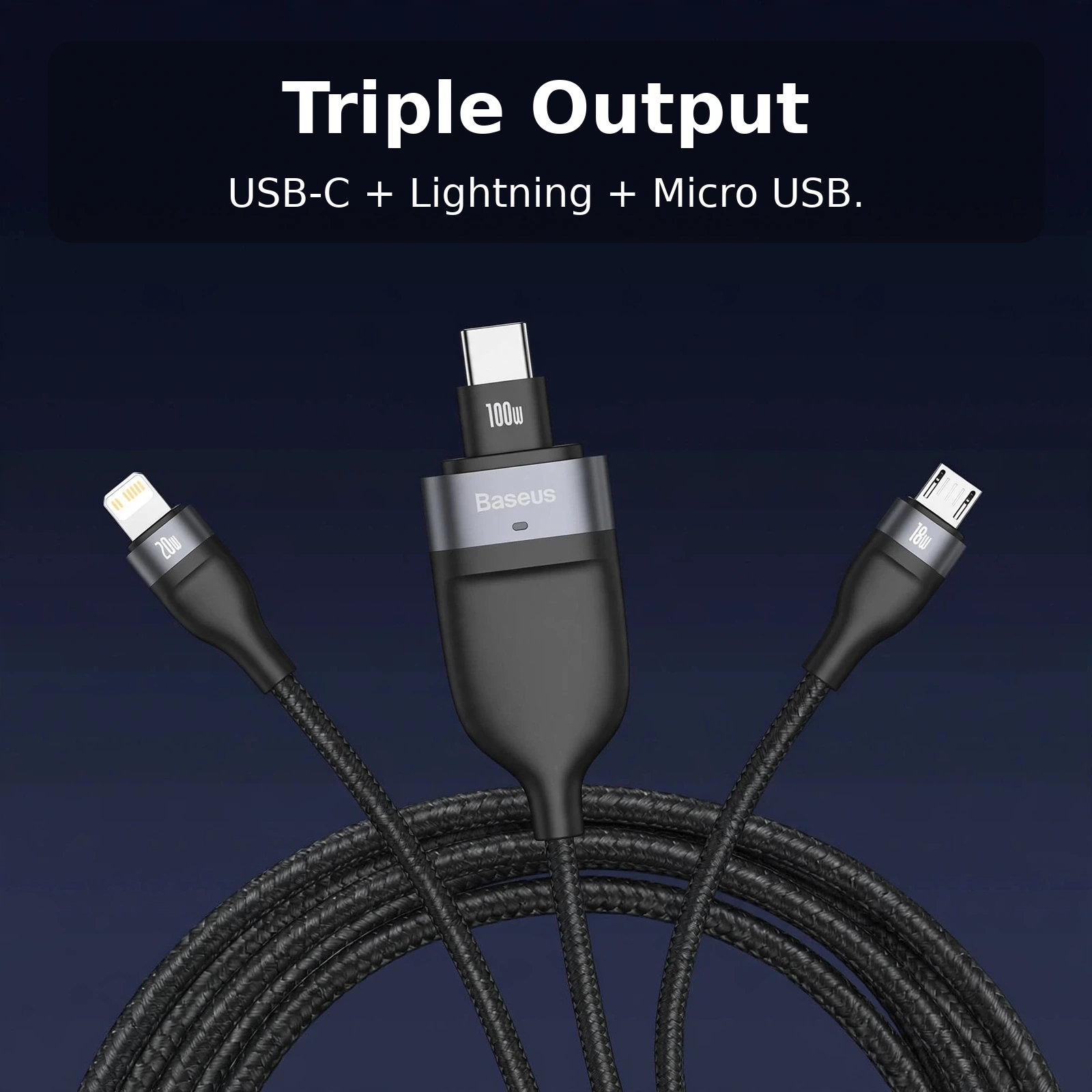 Baseus two for three 100W cable 100W laptop charging