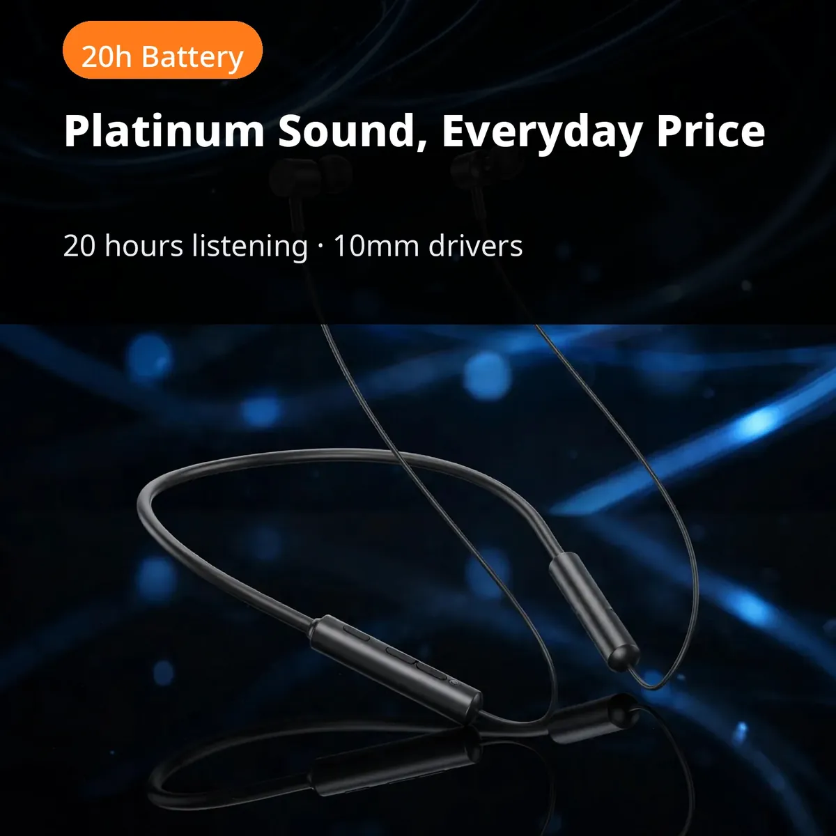 Hoco ES69 promo hero on a dark backdrop — Platinum Sound, Everyday Price. 20 hours listening, 10mm drivers. 20h Battery.
