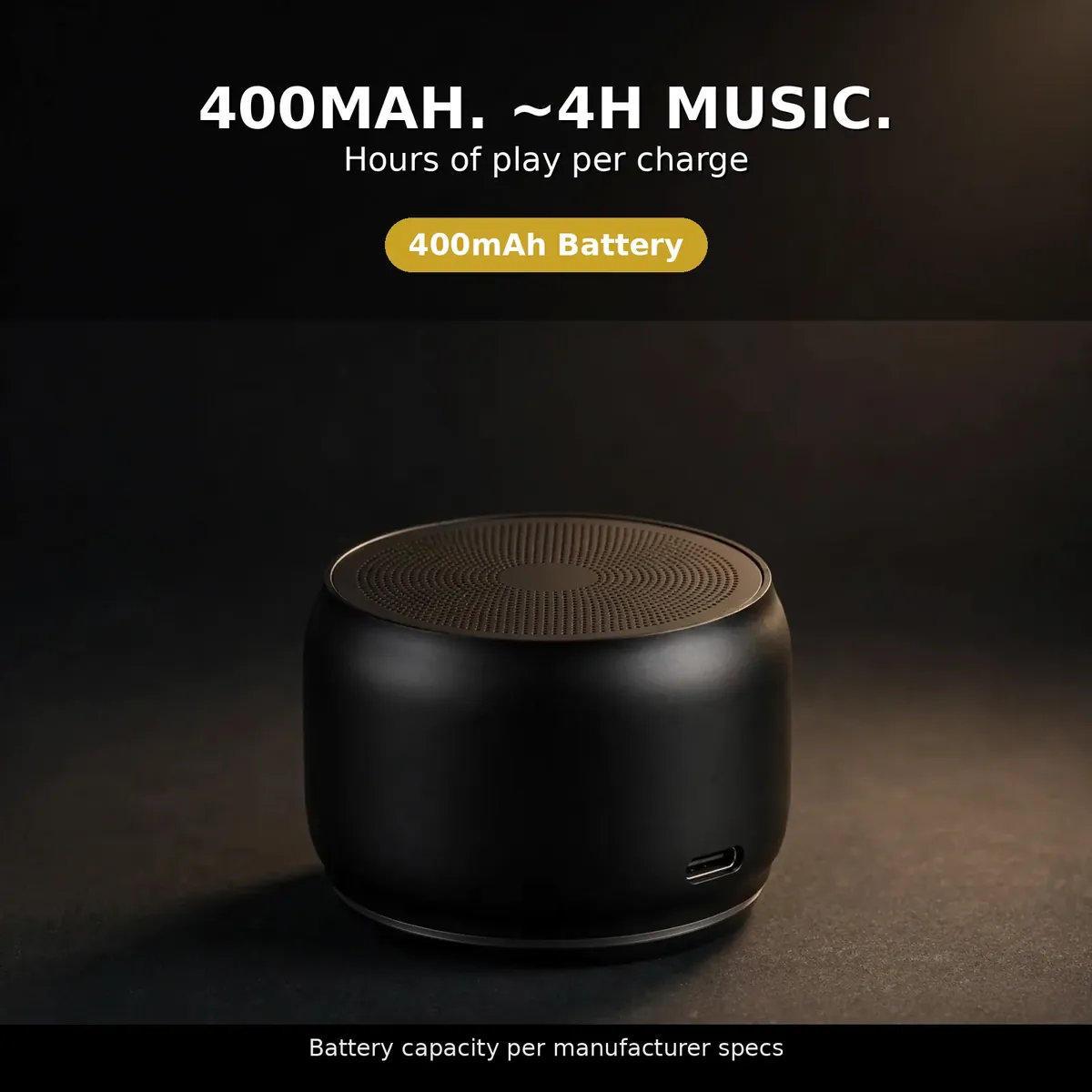 EWA A126 battery card — 400mAh, ~4H Music. Hours of play per charge, 400mAh battery.