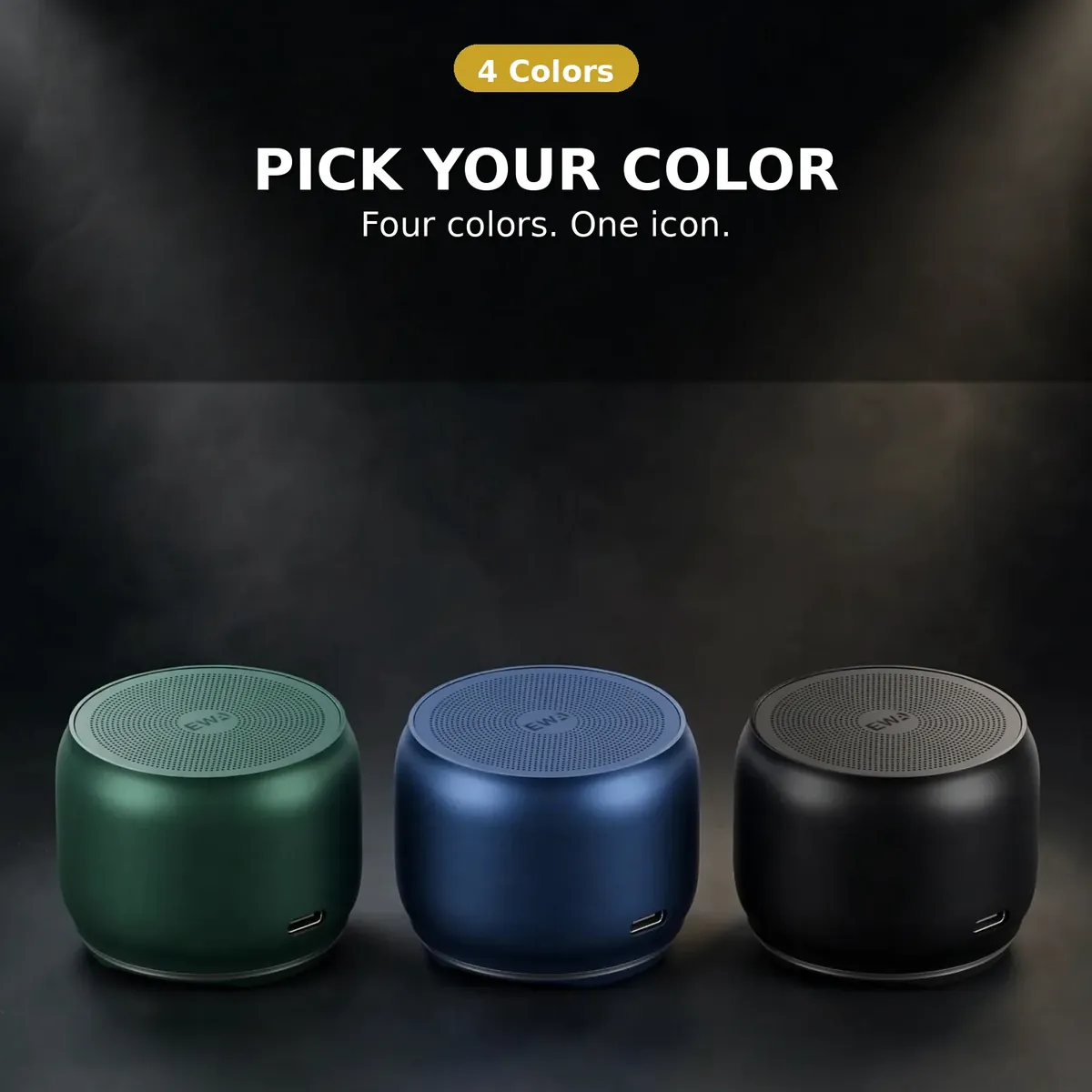 EWA A126 colors card — Pick Your Color. Four colors, one icon. Four finishes shown.