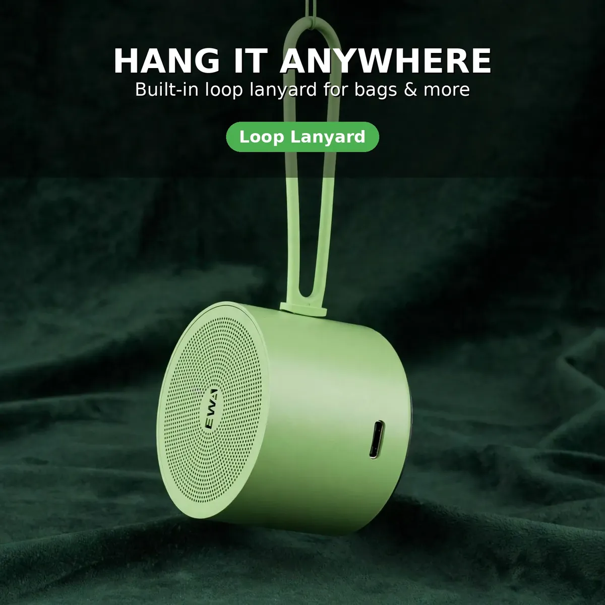 EWA A127 lanyard card — Hang It Anywhere. Built-in loop lanyard for bags and more.