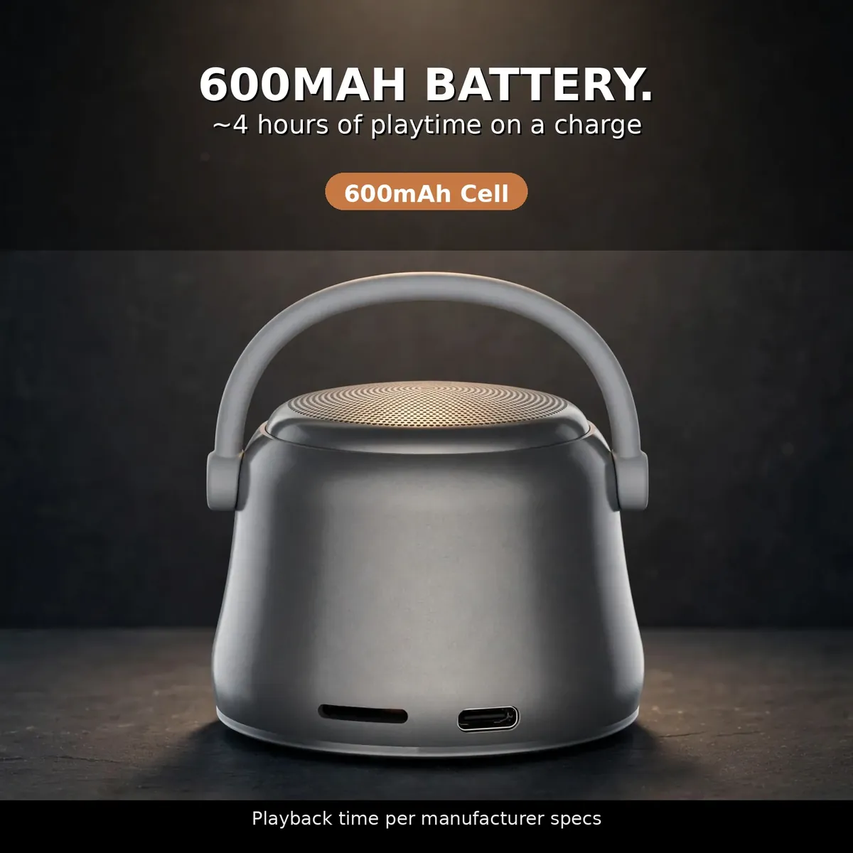 EWA A20 battery card — 600mAh Battery. ~4 hours of playtime on a charge. Playback time per manufacturer specs.