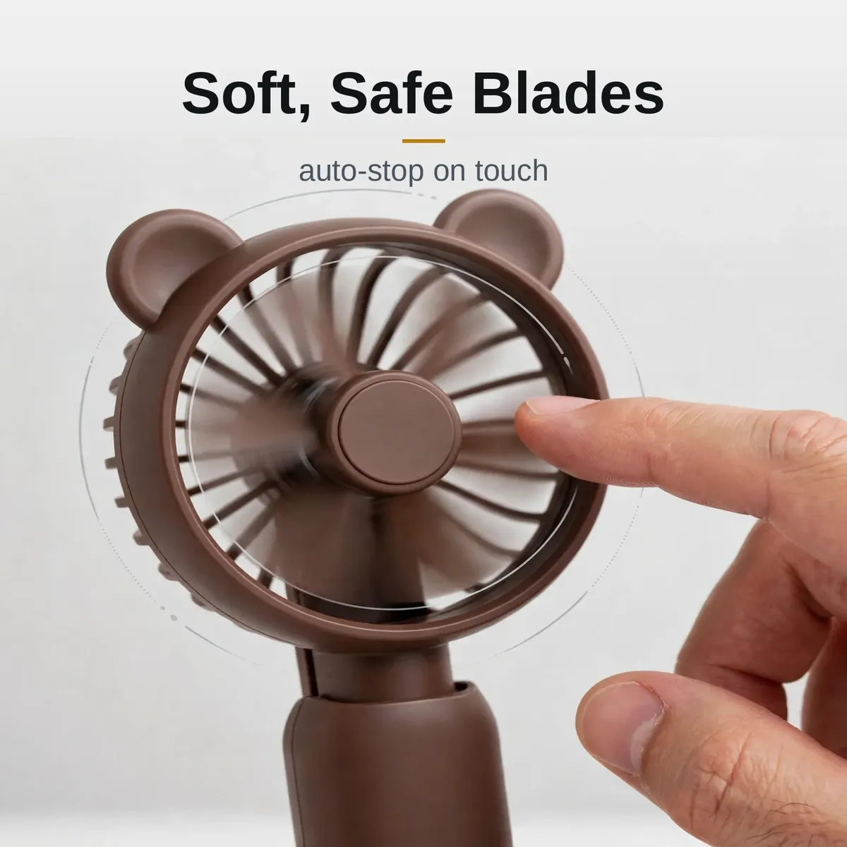 Jisulife F8 hand fan soft TPE blades auto-stop on touch