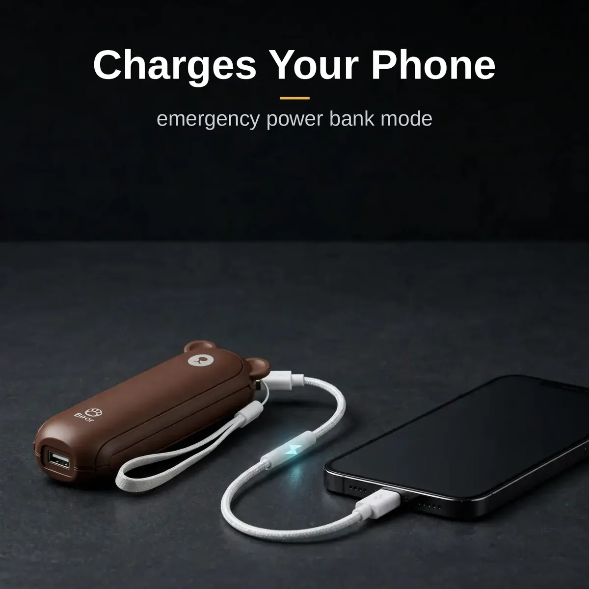 Jisulife F8 hand fan charging a phone in emergency power bank mode