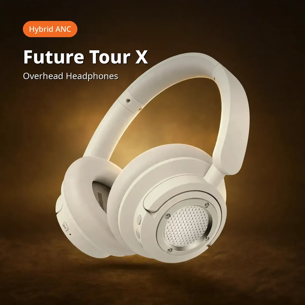 HiFuture Future Tour X promo hero on a dark backdrop — Future Tour X, Overhead Headphones. Hybrid ANC chip.