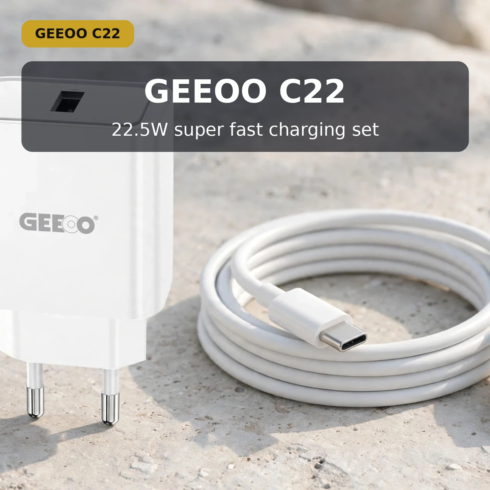 GEEOO C22 22.5W fast charger set hero promo