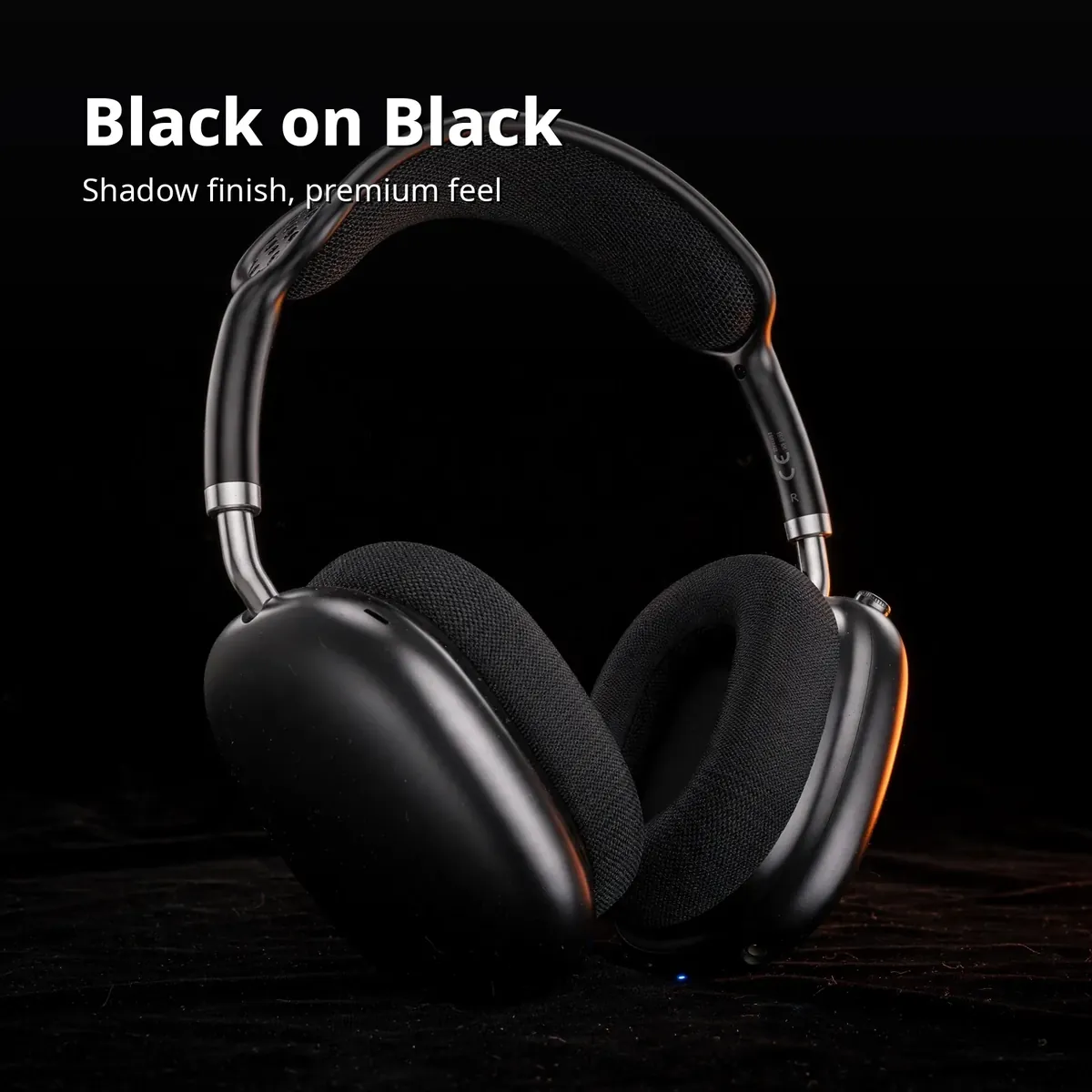 Hoco W100 Shadow promo on black — Black on Black. Shadow finish, premium feel.