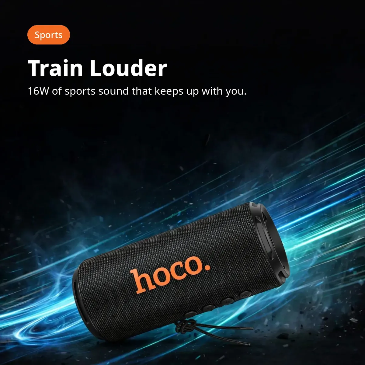 Hoco HC27 sports promo — Train Louder. 16W of sports sound that keeps up with you.