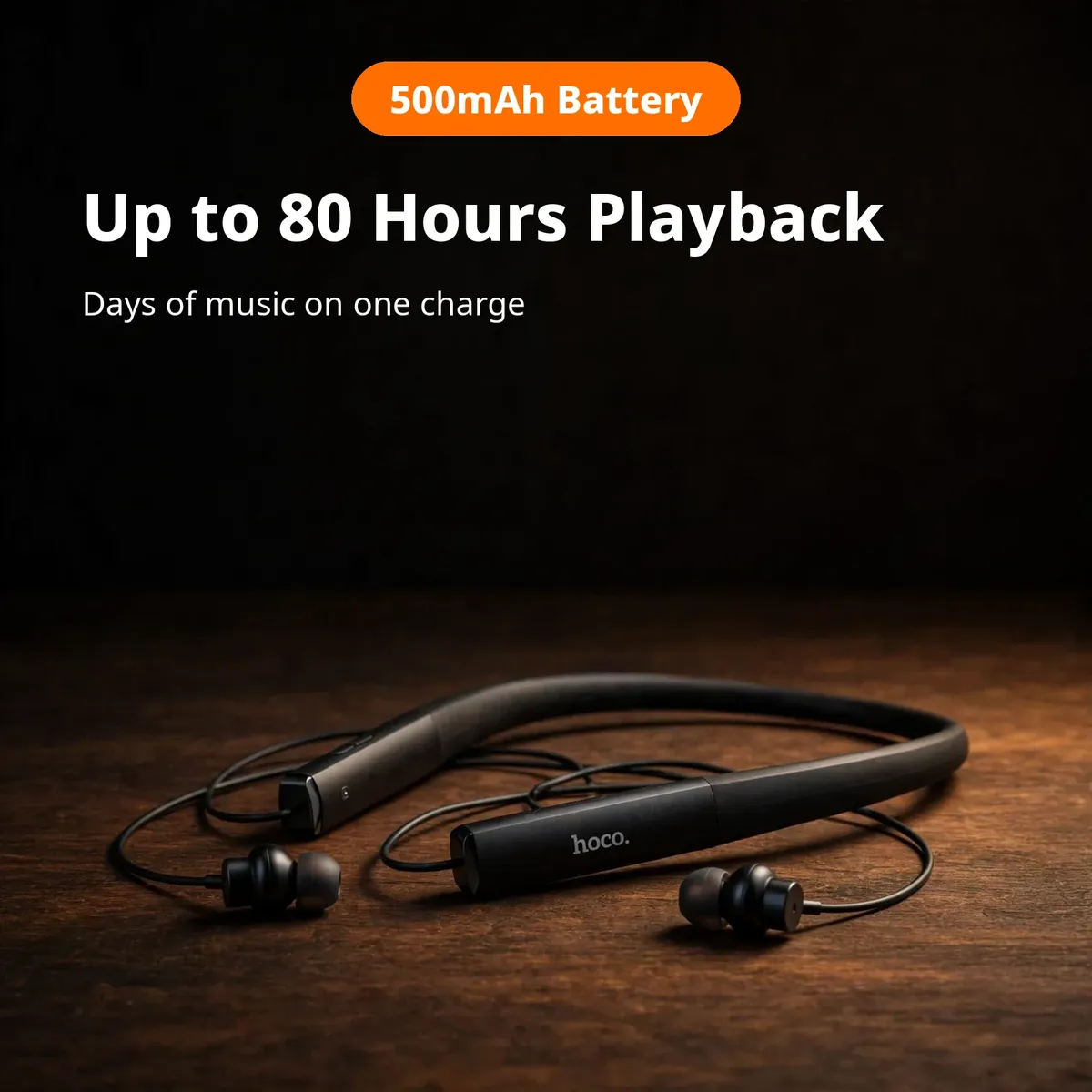 HOCO ES3 Pro battery card — Up to 80 Hours Playback. Days of music on one charge, 500mAh battery.