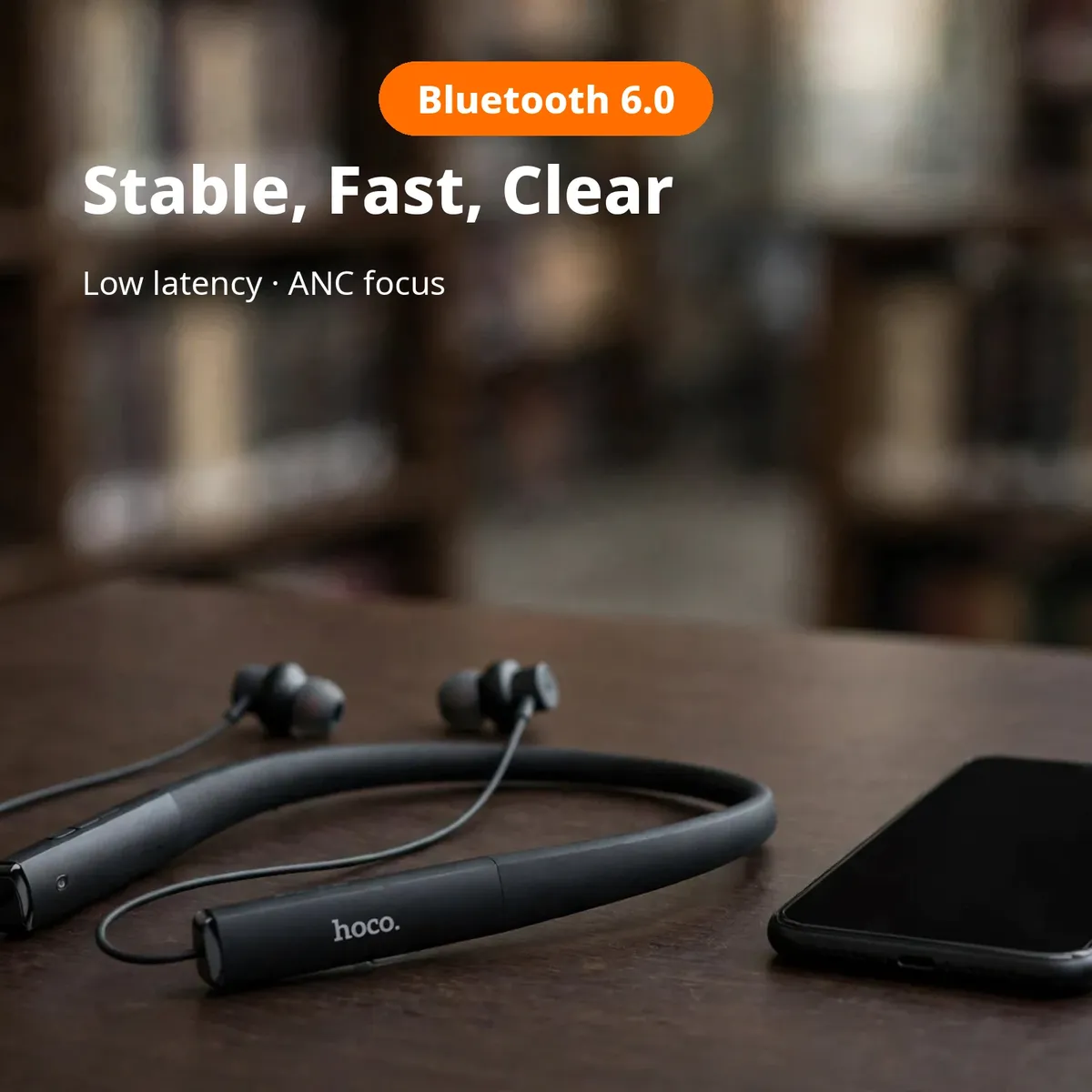 HOCO ES3 Pro promo — Stable, Fast, Clear. Bluetooth 6.0, low latency, ANC focus.