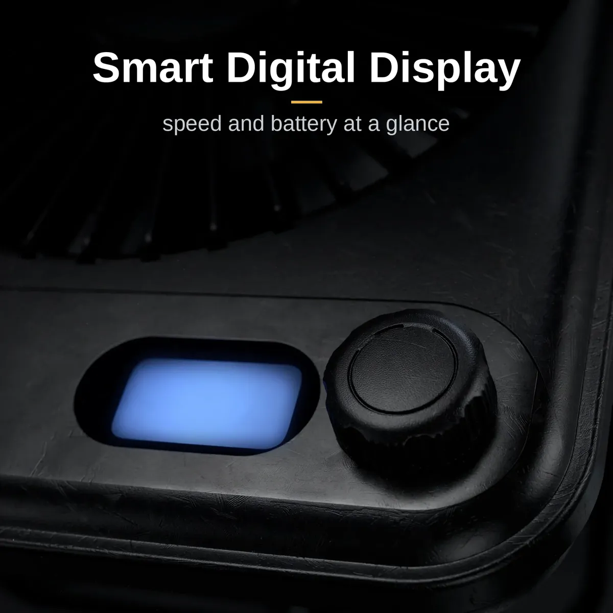Hoco HX607 digital display showing battery level and fan speed