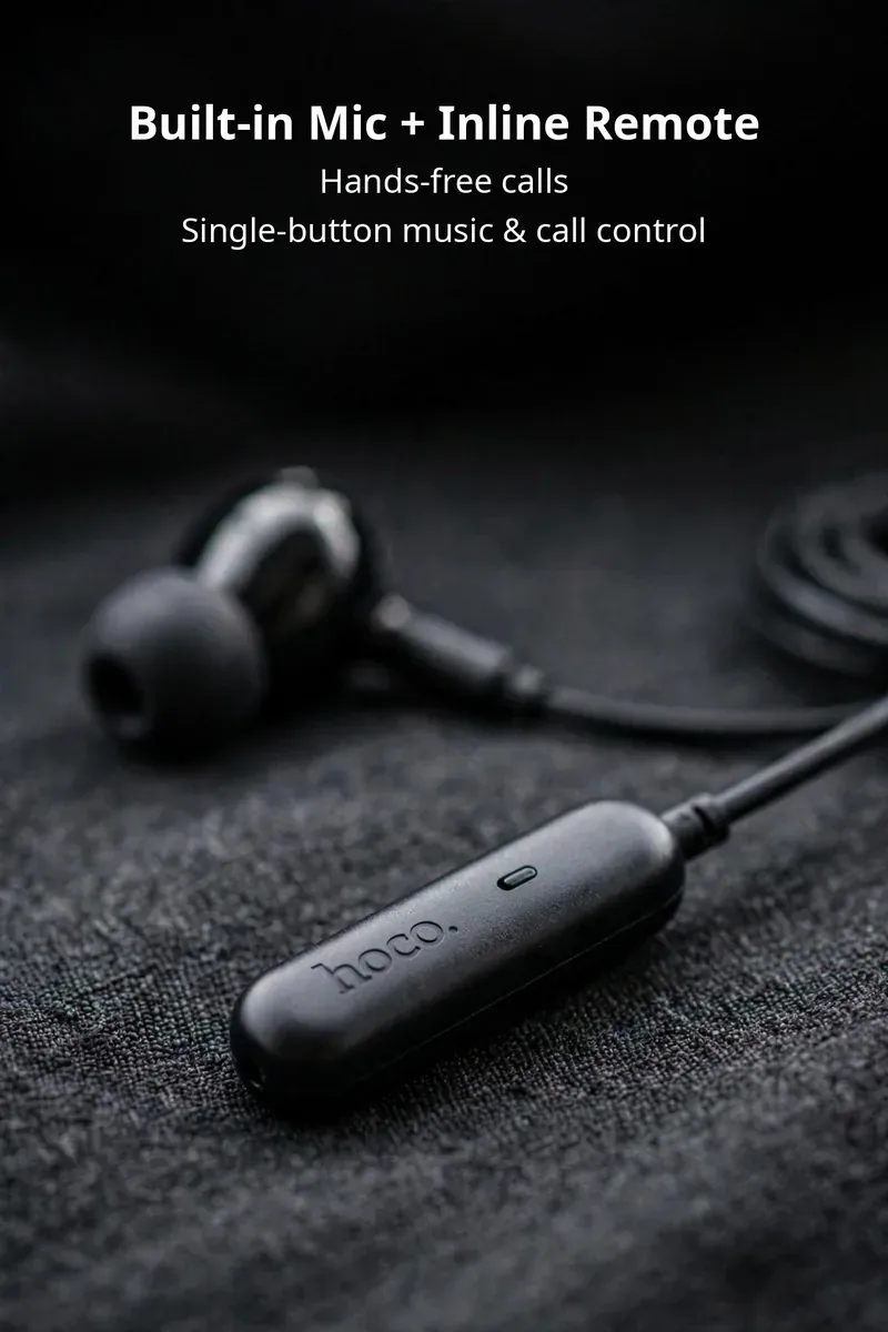 Hoco M116 Type-C calls card: built-in mic and single-button inline remote for hands-free calls and music control