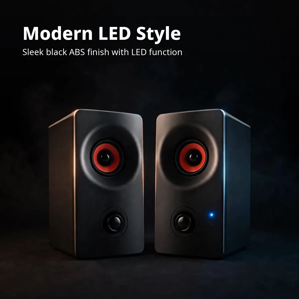 Kisonli AC-9002BT LED style card showing the black tower pair with glowing LED accents on a dark backdrop
