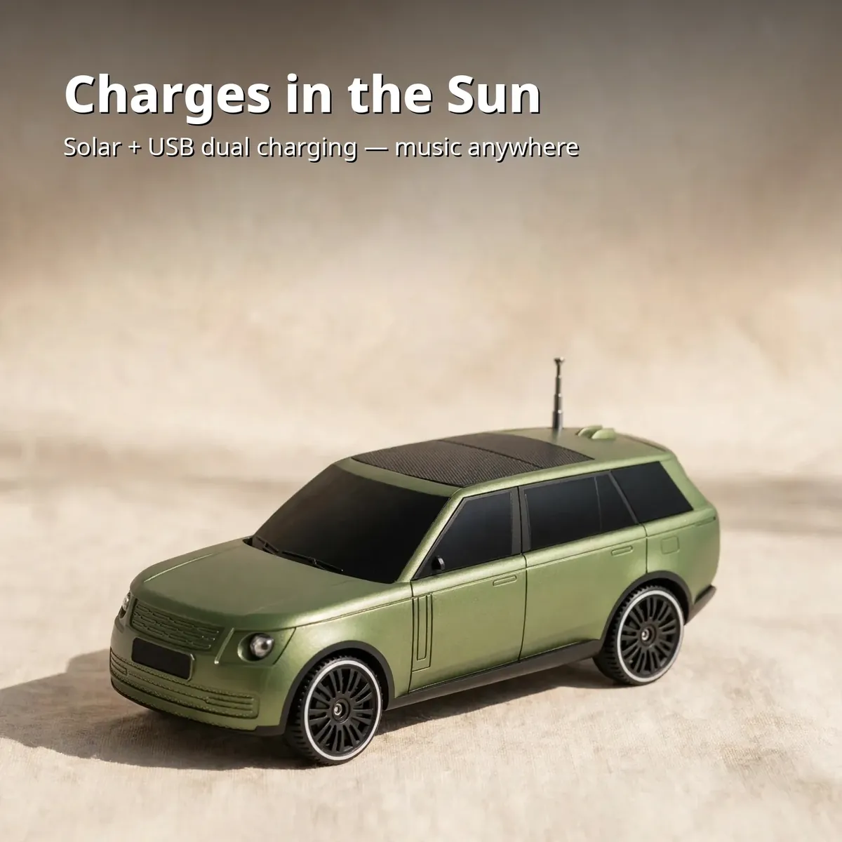 Kisonli B3 solar car Bluetooth speaker with roof solar panel charging in sunlight