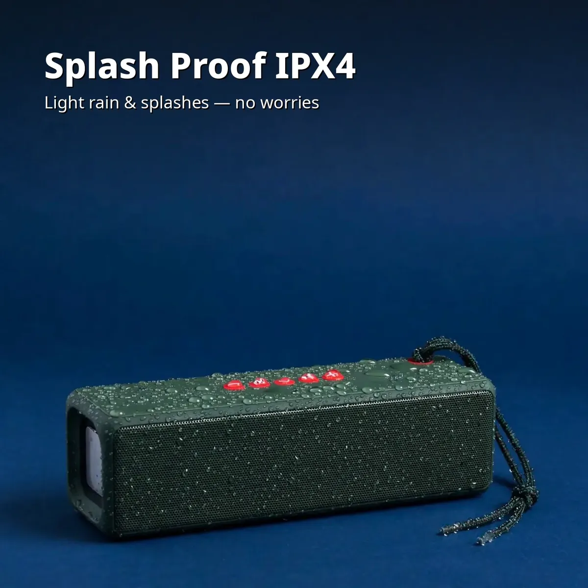 MKB SP4 IPX4 card showing the green speaker with water droplets on blue backdrop